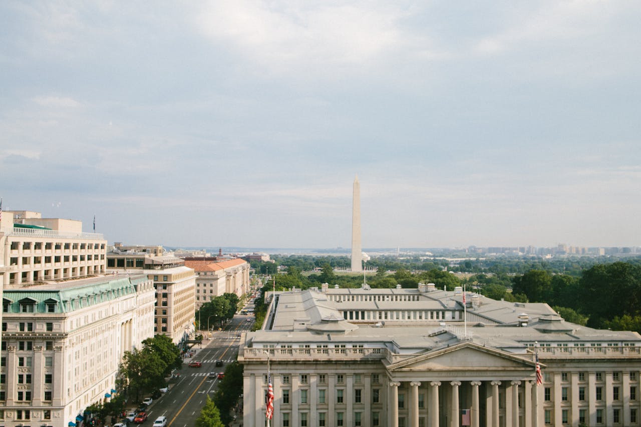 Gray buildings in Washington D.C. 